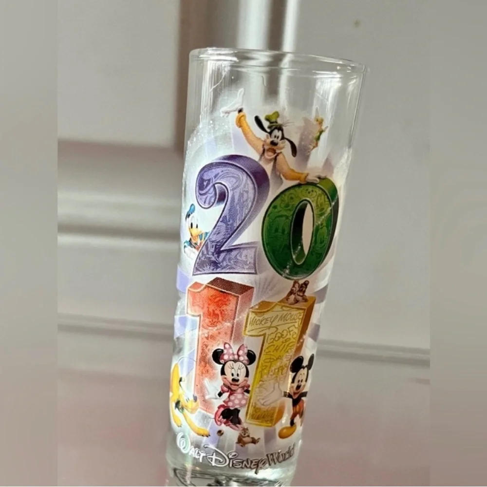 (BRAND NEW) VINTAGE 2011 DISNEY TALL SHOT GLASSES (COMES AS A PAIR) SOUVENIRS